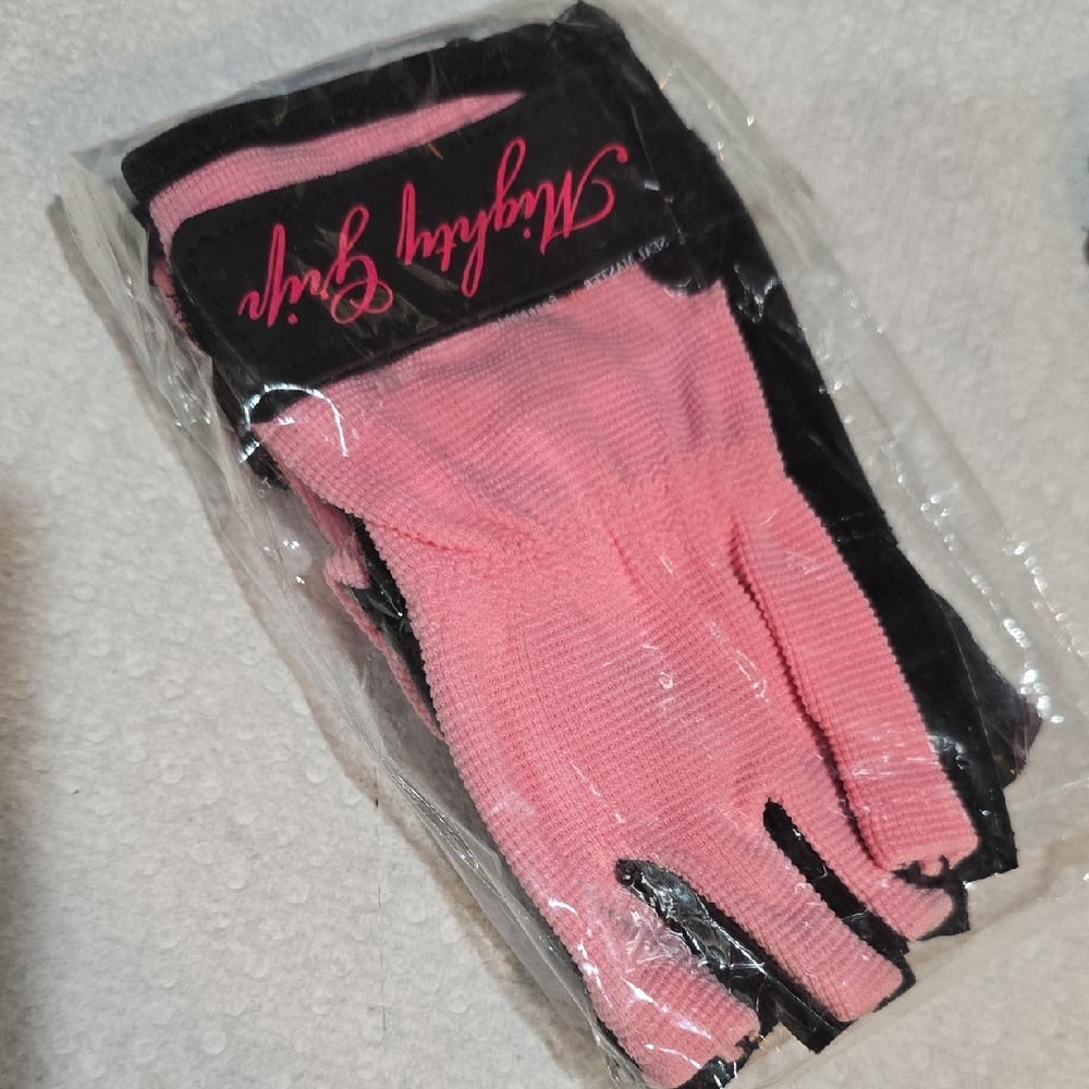 Pink and Black Women's Gloves